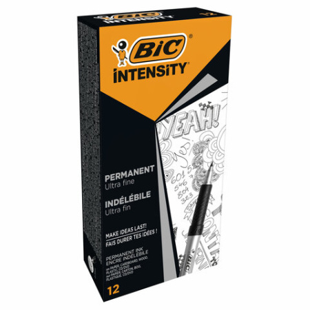 Маркер перманентный BIC "Intensity Ultra Fine", ЧЕРНЫЙ, тонкий наконечник 0,8 мм, 8290801