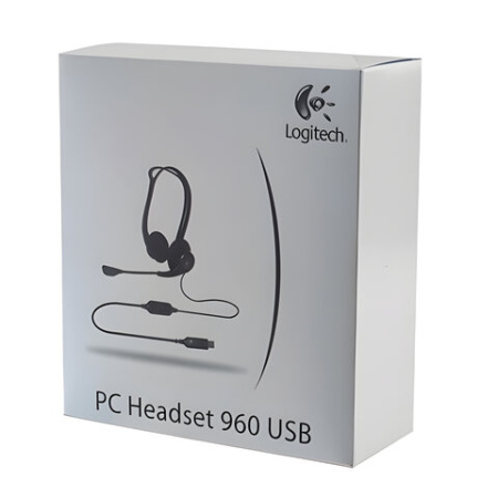 Наушники с микрофоном (гарнитура) LOGITECH PC 960, проводная, компьютерная, 2,4 м, стерео, USB, черная