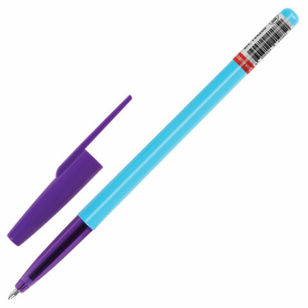 Ручка шариковая BRAUBERG "Офисная" NEON COLOR, СИНЯЯ, корпус ассорти, пишущий узел 1 мм, линия письма 0,5 мм, 144200