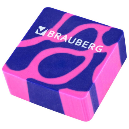 Ластик BRAUBERG "CLARITY", 34х34х14 мм, квадратный, экологичный ПВХ, ассорти, 272732