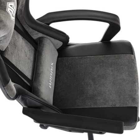 Кресло компьютерное BRABIX "Forcer GM-127", 2 подушки, экокожа/велюр, черное/серое, 533216