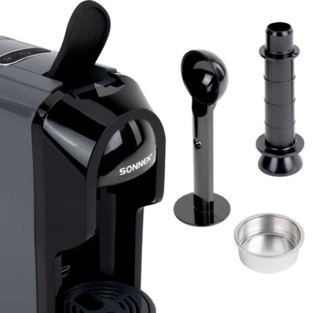 Кофемашина капсульная 3 в 1 для молотого кофе и капсул DOLCE GUSTO и NESPRESSO, SONNEN CM510G, 1450 Вт, 0,6 л, графит, 457339