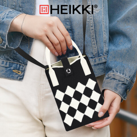 Сумочка-органайзер повседневная HEIKKI KNIT (ХЕЙКИ) кросс боди, вязаная, 17х12х5 см, "Клетка", 273793