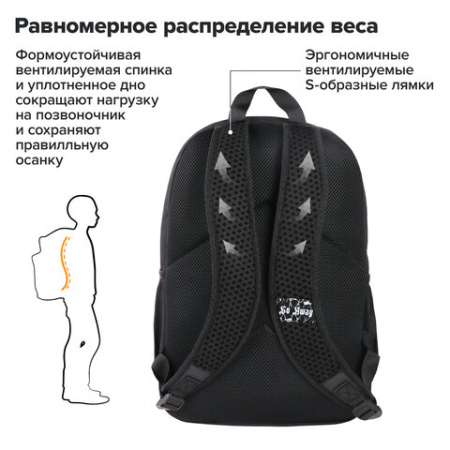 Рюкзак BRAUBERG FASHION CITY универсальный, 2 отделения, "Skull", черный, 46х31х15 см, 272572