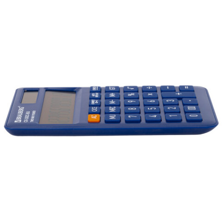 Калькулятор карманный BRAUBERG CX-102C-BU (76x126 мм), 12 разрядов, двойное питание, СИНИЙ, 272648