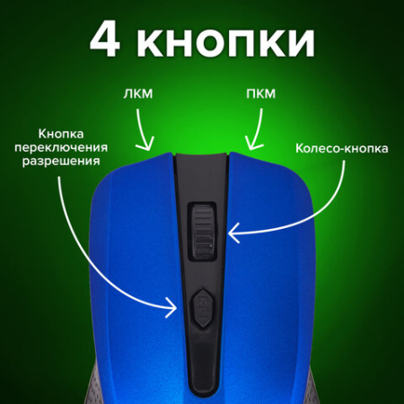 Мышь беспроводная SONNEN V99, USB, 1000/1200/1600 dpi, 4 кнопки, оптическая, синяя, 513530