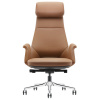Кресло HAWASAN PREMIUM "STELLAR EX-840", синхромеханизм, алюминий, экокожа, коричневое, 533242