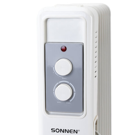 Обогреватель масляный SONNEN DFS-7E, 7 секций, 1500 Вт, 3 режима, механическое управление, белый, 457779