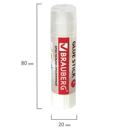 Клей-карандаш BRAUBERG "Crystal", 9 г, прозрачный, 227967