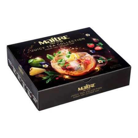 Чай MAITRE "Сочный чай", ассорти 6 вкусов, НАБОР 30 пакетиков по 2 г, бак039