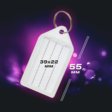 Бирки для ключей КОМПЛЕКТ 20 ШТ., длина 55 мм, инфо-окно 39х22 мм, ПРОЗРАЧНЫЕ, BRAUBERG, 237496