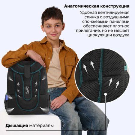 Ранец BRAUBERG PREMIUM, 2 отделения, с брелоком, "К звездам!", ЛАМПОЧКИ, 38х29х16 см, 270599