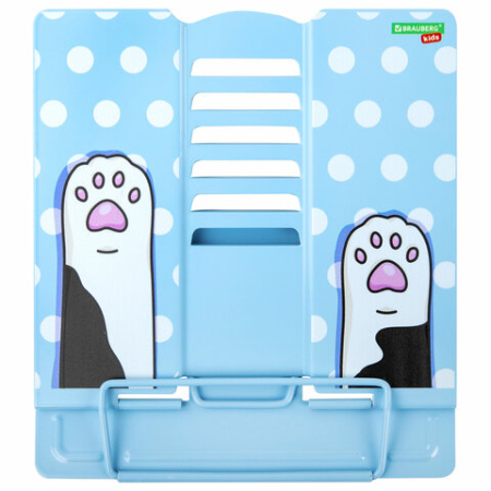 Подставка для книг и учебников большая BRAUBERG KIDS "Lil Paws", регулируемый угол наклона, металлическая, 238053