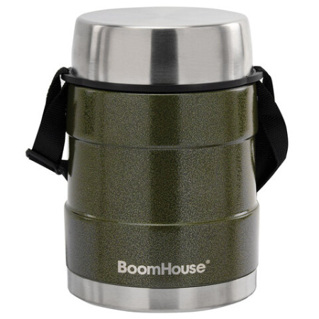 Термос 1,2 л для еды/напитков с широким горлом, BOOMHOUSE (БУМХАУС) RIBBED, контейнер, нержавеющая сталь SUS304, 700323