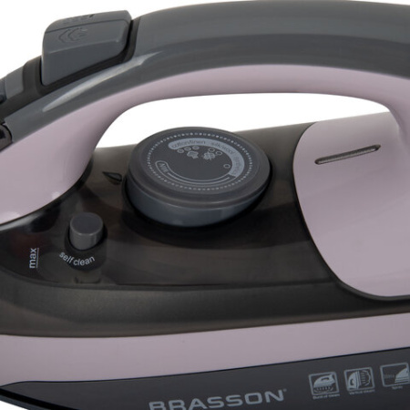 Утюг паровой BRASSON (БРАССОН) SI-2340, 2700 Вт, керамика, автоотключение, антикапля, ШНУР 2,8 м, самоочистка, графит/розовый, 458310