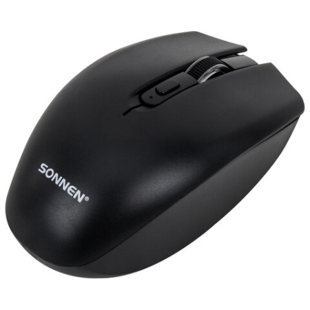Мышь беспроводная USB, 800/1200/1600 dpi, 5 кнопок + колесо-кнопка, оптическая, SONNEN Q80, черная, 513945