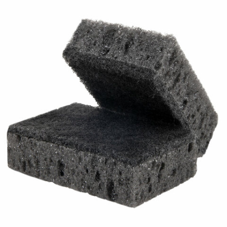 Губки для посуды 9,8х6,6х3 см, КОМПЛЕКТ 10 шт., SQUARE BLACK, КРУПНОПОРИСТЫЙ поролон с абразивным слоем, LAIMA, 608648