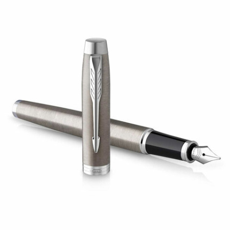 Набор PARKER "IM Stainless Steel CT": шариковая ручка синяя и перьевая ручка синяя, 2183058