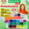 Аквамозаика 30 цветов 3000 бусин, с трафаретами, инструментами и аксессуарами, BRAUBERG KIDS, 664915