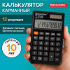 Калькулятор карманный BRAUBERG CX-102C-BK (76x126 мм), 12 разрядов, двойное питание, ЧЕРНЫЙ, 272647