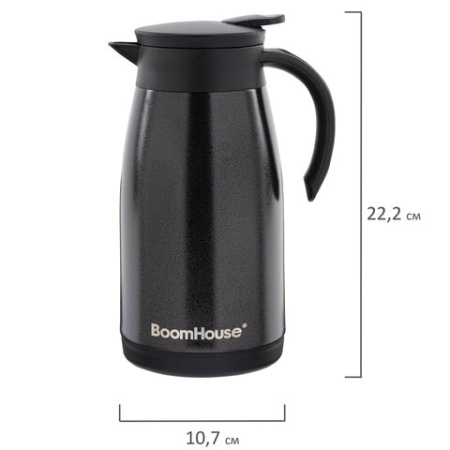 Чайник-термос 1 л, BOOMHOUSE (БУМХАУС) COFFEE BREAK, нержавеющая сталь SUS304, черный, ТЕРМОЧАЙНИК, 700328
