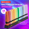 Набор текстовыделителей 15 ПАСТЕЛЬНЫХ ЦВЕТОВ на подставке, BRAUBERG "DELTA PASTEL", линия 1-5 мм, 152507