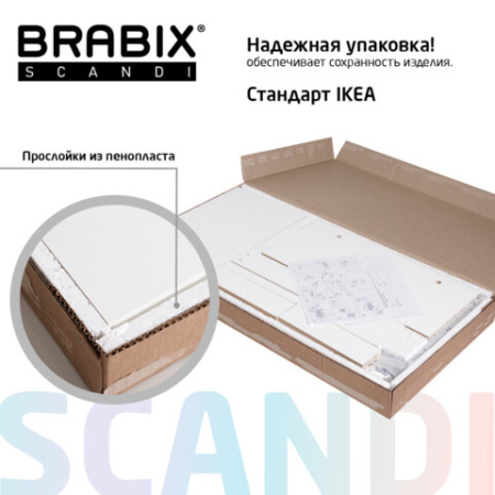 Стол письменный/компьютерный BRABIX "Scandi CD-016", 1100х500х750 мм, 4 ящика, белый, 641891, ЦБ013707-1