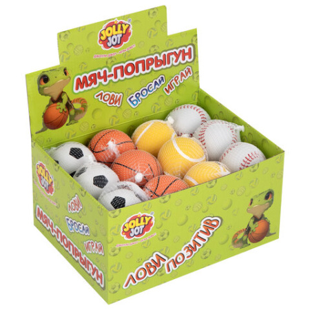 Мяч-попрыгун СПОРТ, 6 см, ТПР, ассорти, 4 вида, JOLLY JOT (ДЖОЛЛИ ДЖОТ), 666125