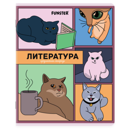 Тетради предметные, КОМПЛЕКТ 12 ПРЕДМЕТОВ, 48 л., TWIN-лак, FUNSTER (ФАНСТЕР), МЕМНЫЕ КОТЫ, 405604
