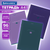 Тетрадь А4, 96 л., BRAUBERG, скоба, клетка, глянцевый лак, "Monocolor", (микс в спайке), 405322