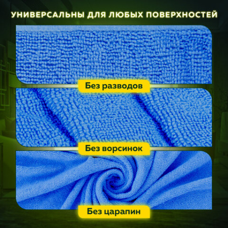 Тряпка из микрофибры 50х60 см, АВТО / ДОМ / ОФИС, "OVERLOCK INDIGO COLOUR", синяя, 220 г/м2, LAIMA HOME, 608222