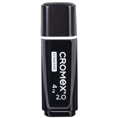 Флеш-диск 4 GB, CROMEX (КРОМЕКС) Standard USB 2.0, черный, 514156