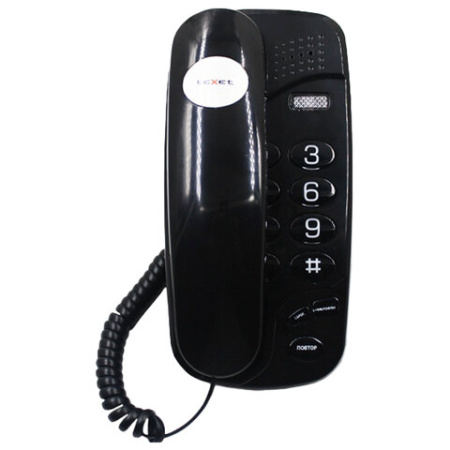 Телефон TEXET TX-238, световая индикация звонка, тональный / импульсный режим, повтор, черный, 126898
