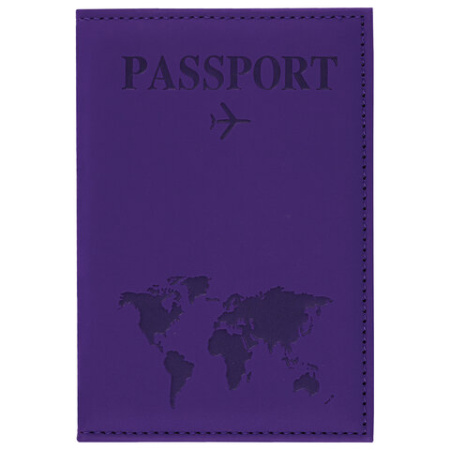 Обложка для паспорта "Passport map", экокожа soft-touch, фиолетовая, STAFF, 238762