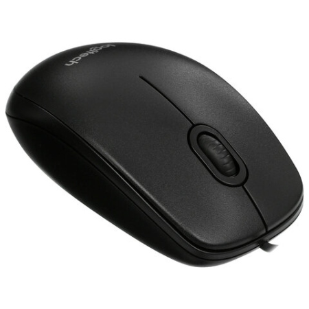 Мышь проводная LOGITECH B100, USB, 2 кнопки + 1 колесо-кнопка, оптическая, черная