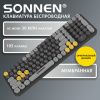 Клавиатура беспроводная USB, 105 клавиш, SONNEN K303BY, черная / серая / желтая, 513952