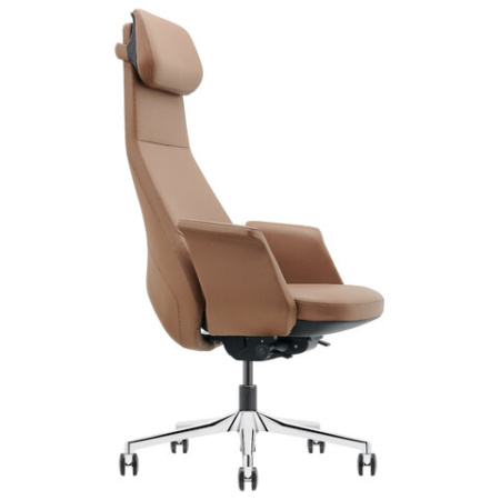 Кресло HAWASAN PREMIUM "STELLAR EX-840", синхромеханизм, алюминий, экокожа, коричневое, 533242