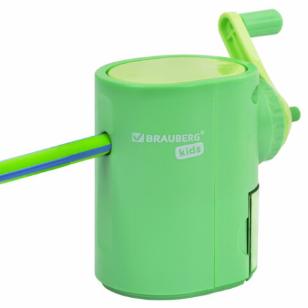 Точилка механическая BRAUBERG KIDS, для простых и цветных карандашей, цвет корпуса ассорти, 272006