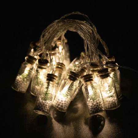 Электрогирлянда-нить комнатная 3 м, 20 LED, с насадками, вид: "Бутылочки", тёплый белый, USB, ЗОЛОТАЯ СКАЗКА, 592203