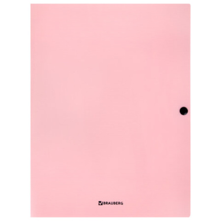 Папка на кнопке пластиковая BRAUBERG "PASTEL", А4, 3 клапана, 600 мкм, цвета ассорти, 272886