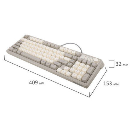 Клавиатура проводная USB, 102+98 клавиш, LED-подсветка, SONNEN K620, слоновая кость / серая, 513950