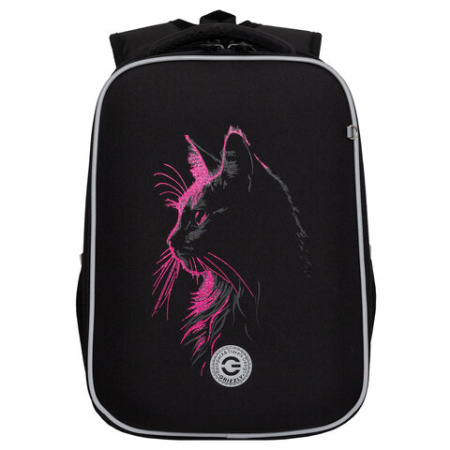Ранец GRIZZLY анатомическая спинка, 2 отделения, для девочек, "SPARKLING CAT", 37х26х16 см, RAw-594-4/1
