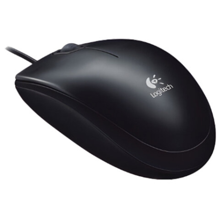 Мышь проводная LOGITECH B100, USB, 2 кнопки + 1 колесо-кнопка, оптическая, черная