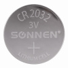 Батарейка литиевая SONNEN Lithium CR2032 "таблетка, дисковая, кнопочная" 1 шт., блистер, 451974