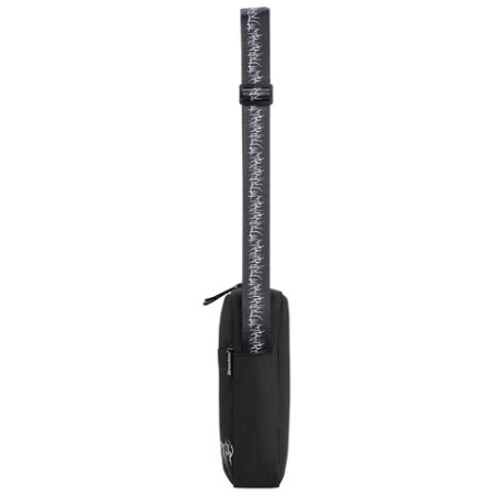 Сумка на плечо BRAUBERG COMPACT с карманом, черная с принтом, 23х17х5 см, 271686