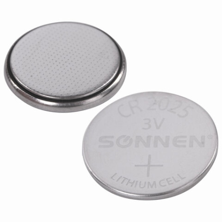 Батарейка литиевая SONNEN Lithium CR2025 "таблетка, дисковая, кнопочная" 1 шт., блистер, 451973