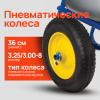 Тачка садово-строительная ТЕХ-ТОП, 110 л, максимальный вес 260 кг, цинковый кузов, пневмоколеса d=360 мм, 606628