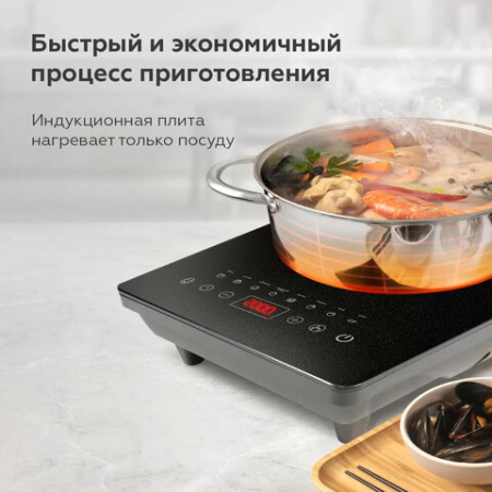 Настольная индукционная плита BQ (БИ-КЬЮ) HP106B, 2000 Вт, 8 программ, электронное управление, черная, 86202117