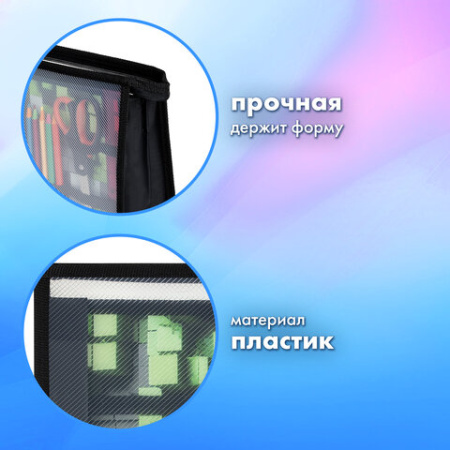 Папка для труда BRAUBERG А4, 2 отделения, пластик, молния сверху, органайзер, "Блоки", 273400