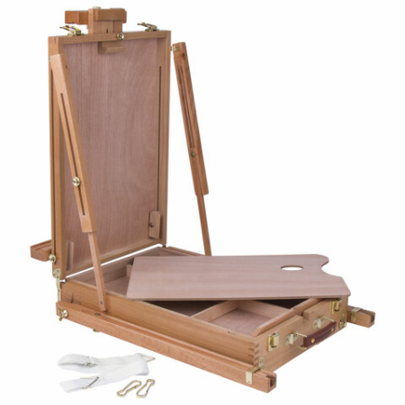 Этюдник BRAUBERG ART CLASSIC, бук, 50х34х11 см, высота холста 87 см, ножки деревянные 90 см, ремень, 190654
